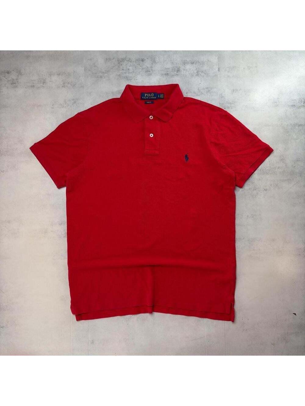 Y2K Red Polo Ralph Lauren Skater Slim Fit Polo Shirt